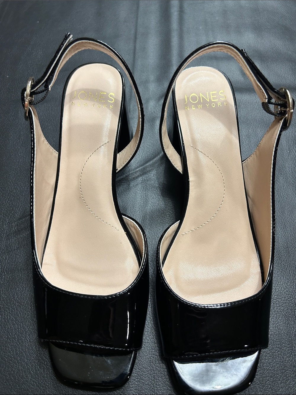 Jones New York Black Patent Slingback Heels